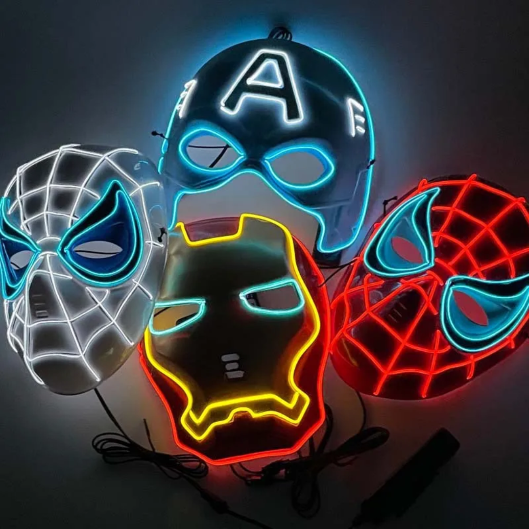Original Superhero Mask Led Light Cool Plastic Mask Spiderman Party Show Props Kids or Adults Halloween