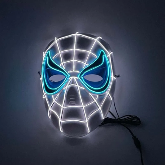 White Original Superhero Mask Led Light Cool Plastic Mask Spiderman Party Show Props Kids or Adults Halloween