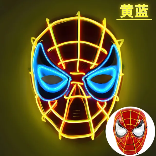 Yellow Original Superhero Mask Led Light Cool Plastic Mask Spiderman Party Show Props Kids or Adults Halloween