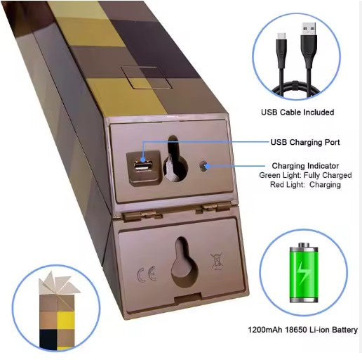 USB Rechargeable Mine Craft Antorcha Pixel Indoor LED Night Light Mine Craft Torch Lamp