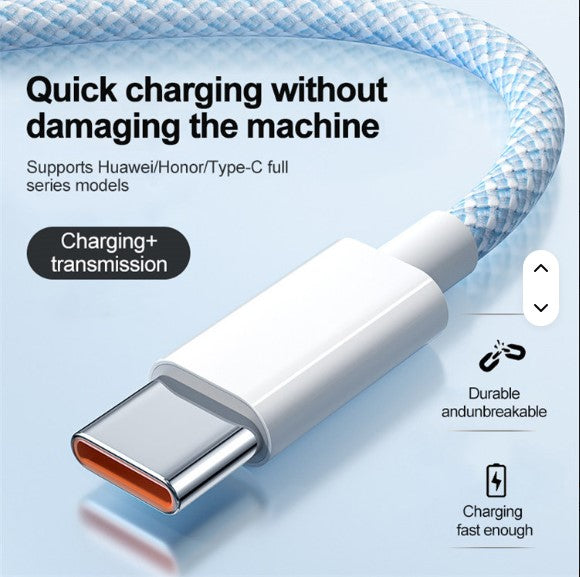 USB-C Cable 2M 7FT Fast Charging Type-C USAB C Data Cables for Apple iPhone Samsung Phone Charger