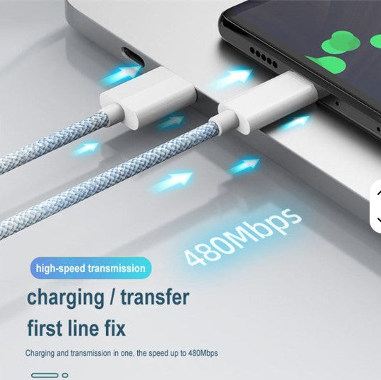 USB-C Cable 2M 7FT Fast Charging Type-C USAB C Data Cables for Apple iPhone Samsung Phone Charger