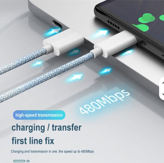 USB-C Cable 2M 7FT Fast Charging Type-C USAB C Data Cables for Apple iPhone Samsung Phone Charger