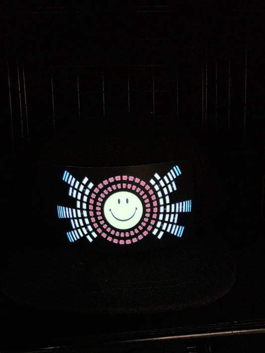 Acid house smiley face party festival LED Baseball Cap - Sound activated