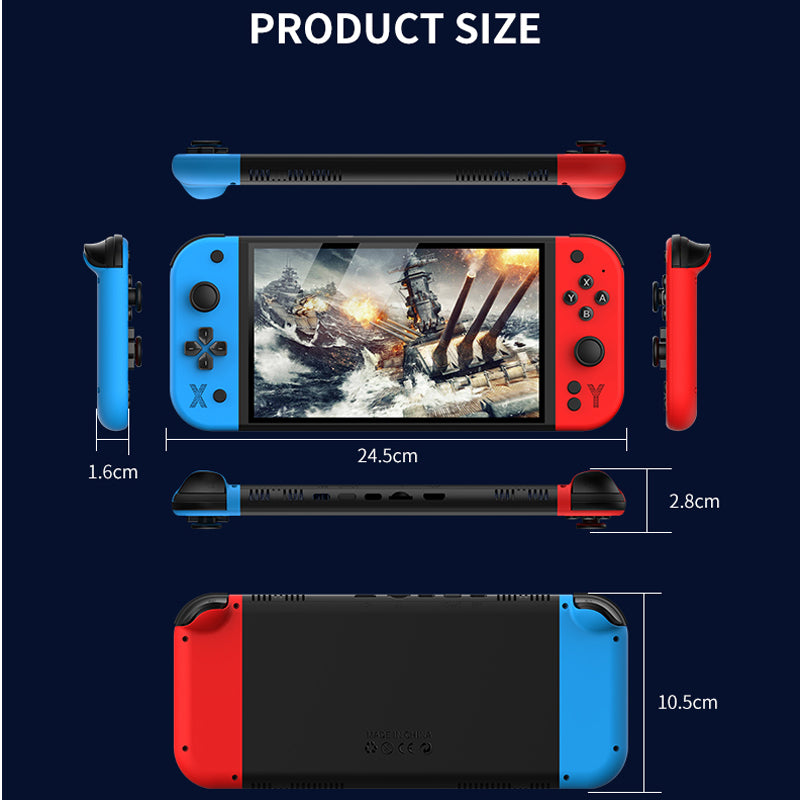 2025 Model G90 PRO Retro Handheld Game Console. Two wireless controllers. White. 7 inch HD Large Screen Built-in 30+ Simulators Single Dual Players Portable Video Game Player