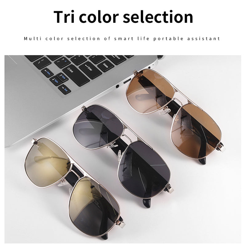 Aviator Smart Audio Glasses Metal Frame BT Handfree Calling Music Player Rechargeable with UV Resistant Lens
