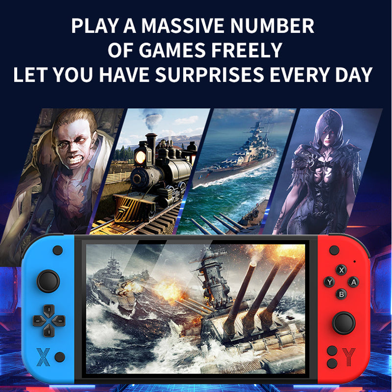 2025 Model G90 PRO Retro Handheld Game Console. Two wireless controllers. White. 7 inch HD Large Screen Built-in 30+ Simulators Single Dual Players Portable Video Game Player
