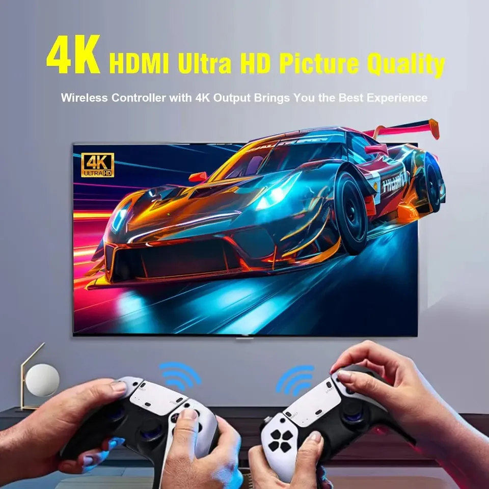M15 Plus Video Game Console Mini Game Stick 4K 20000+ Retro Games HD TV Output Portable Handheld Gaming Player with 2 Gamepads