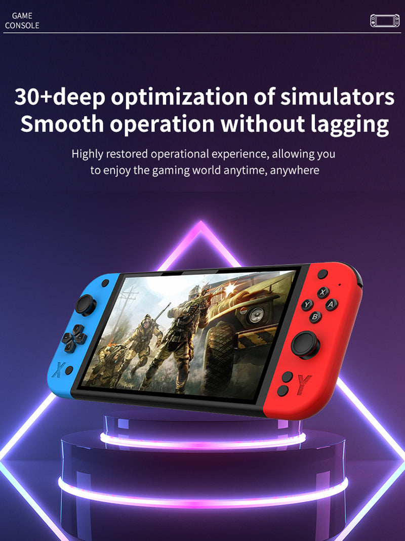 2025 Model G90 PRO Retro Handheld Game Console. Two wireless controllers. White. 7 inch HD Large Screen Built-in 30+ Simulators Single Dual Players Portable Video Game Player