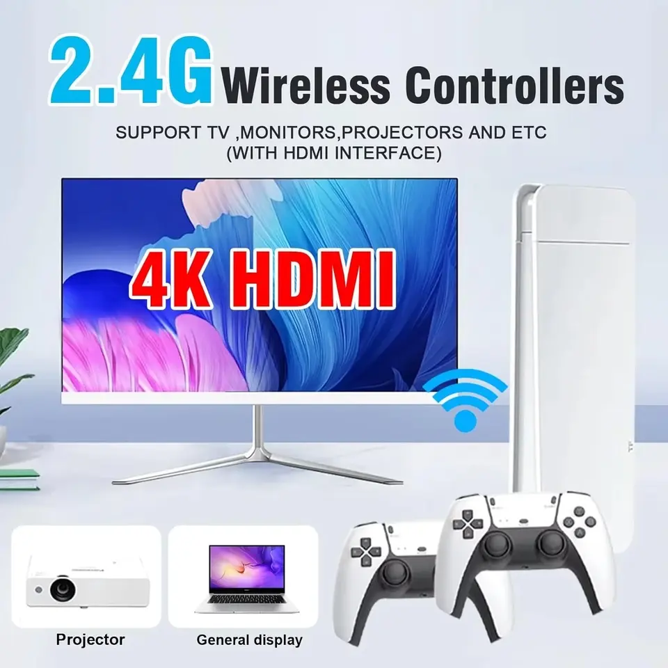 M15 Plus Video Game Console Mini Game Stick 4K 20000+ Retro Games HD TV Output Portable Handheld Gaming Player with 2 Gamepads