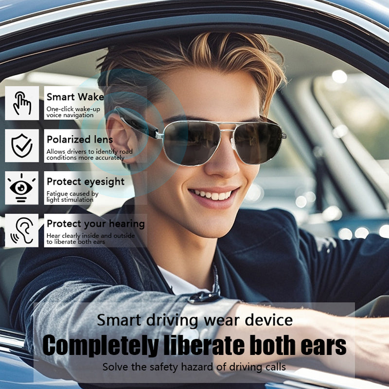 Aviator Smart Audio Glasses Metal Frame BT Handfree Calling Music Player Rechargeable with UV Resistant Lens