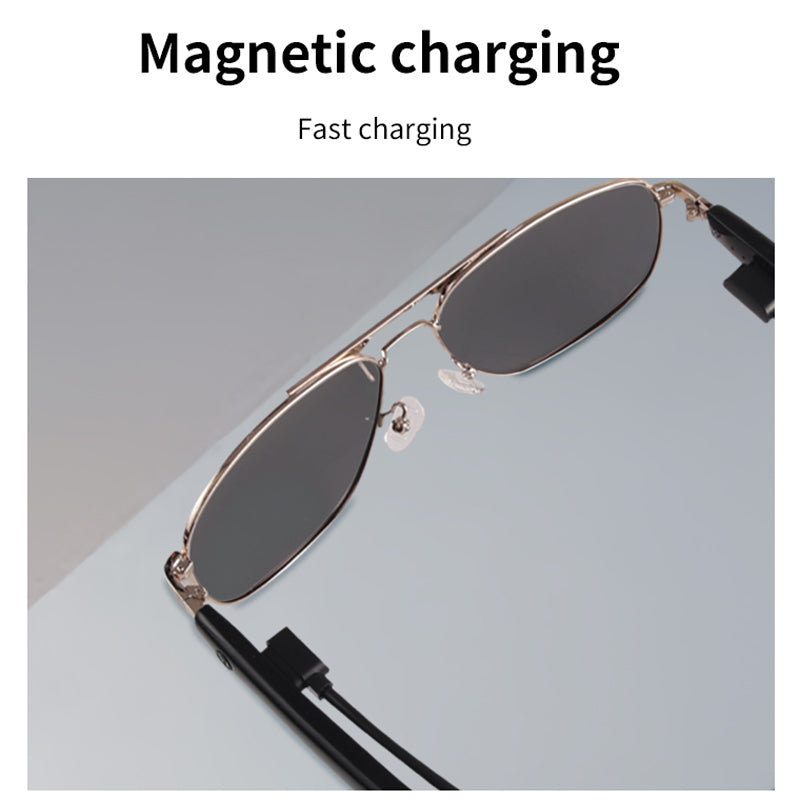 Aviator Smart Audio Glasses Metal Frame BT Handfree Calling Music Player Rechargeable with UV Resistant Lens