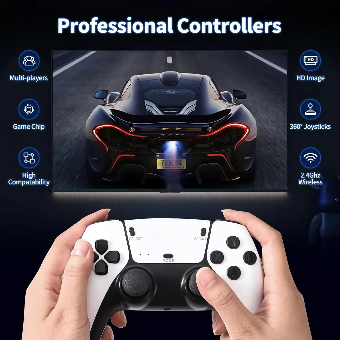 M15 Plus Video Game Console Mini Game Stick 4K 20000+ Retro Games HD TV Output Portable Handheld Gaming Player with 2 Gamepads