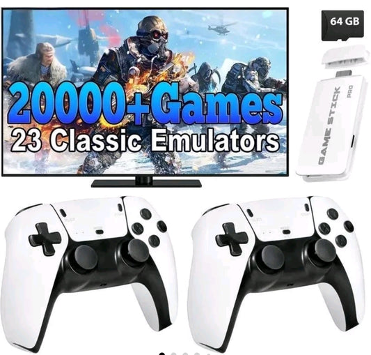 M15 Plus Video Game Console Mini Game Stick 4K 20000+ Retro Games HD TV Output Portable Handheld Gaming Player with 2 Gamepads