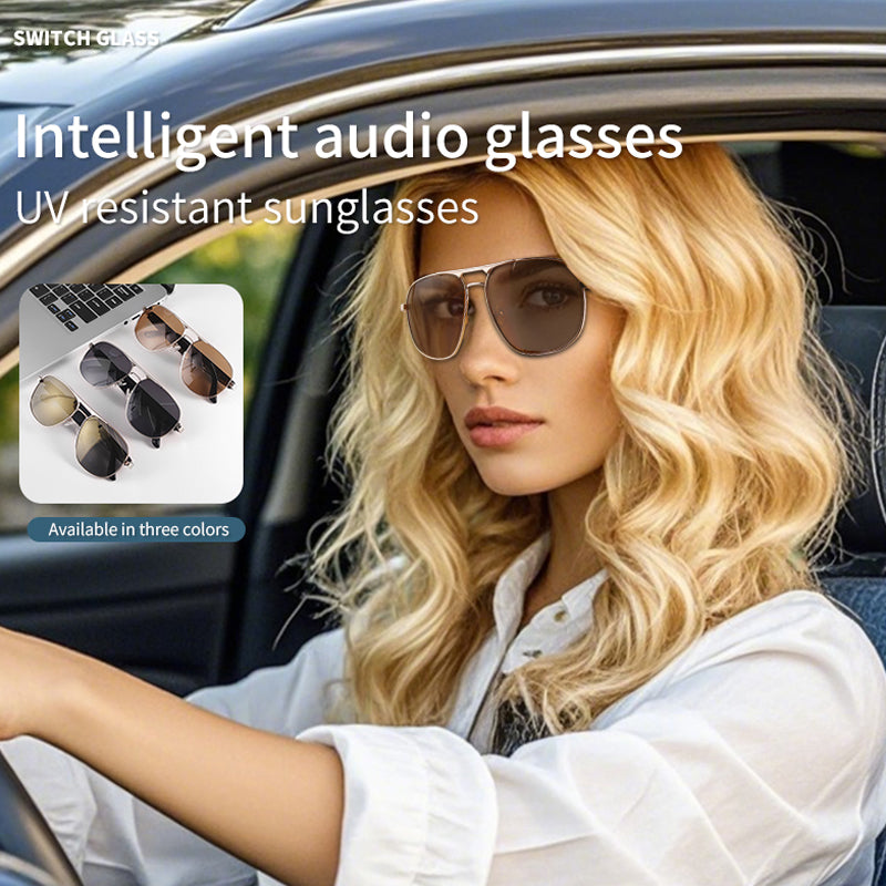 Aviator Smart Audio Glasses Metal Frame BT Handfree Calling Music Player Rechargeable with UV Resistant Lens