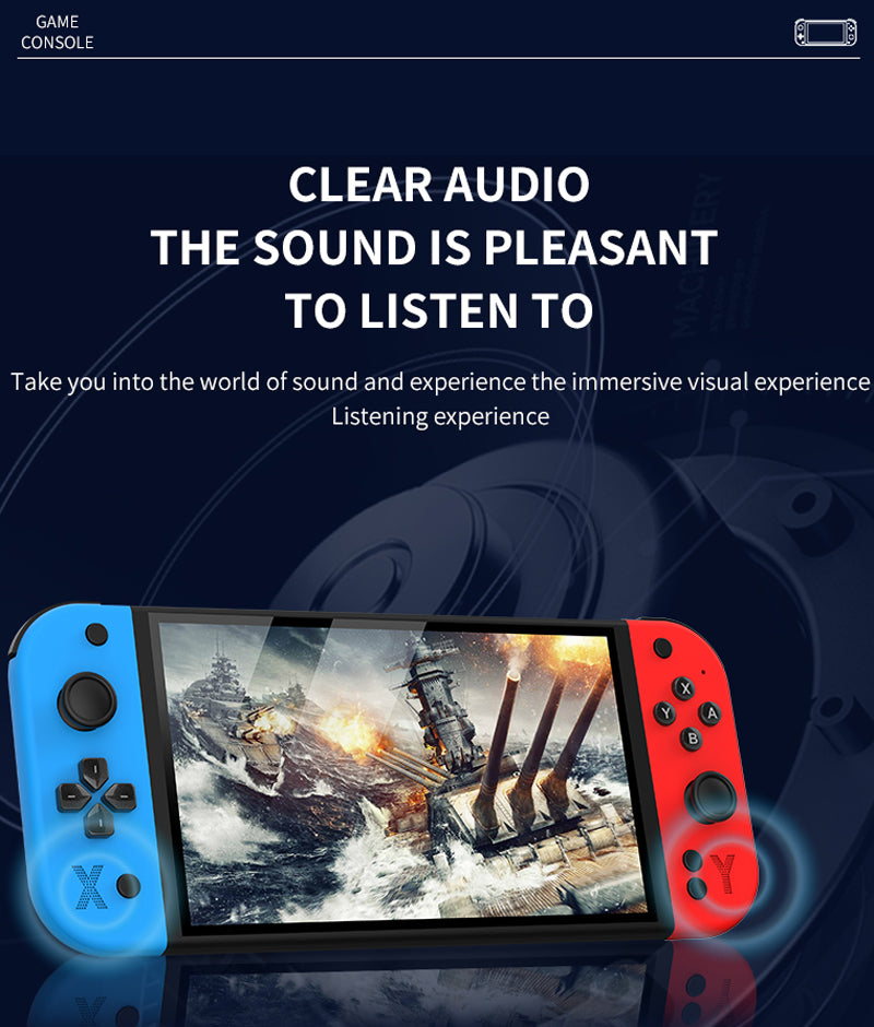 2025 Model G90 PRO Retro Handheld Game Console. Two wireless controllers. White. 7 inch HD Large Screen Built-in 30+ Simulators Single Dual Players Portable Video Game Player