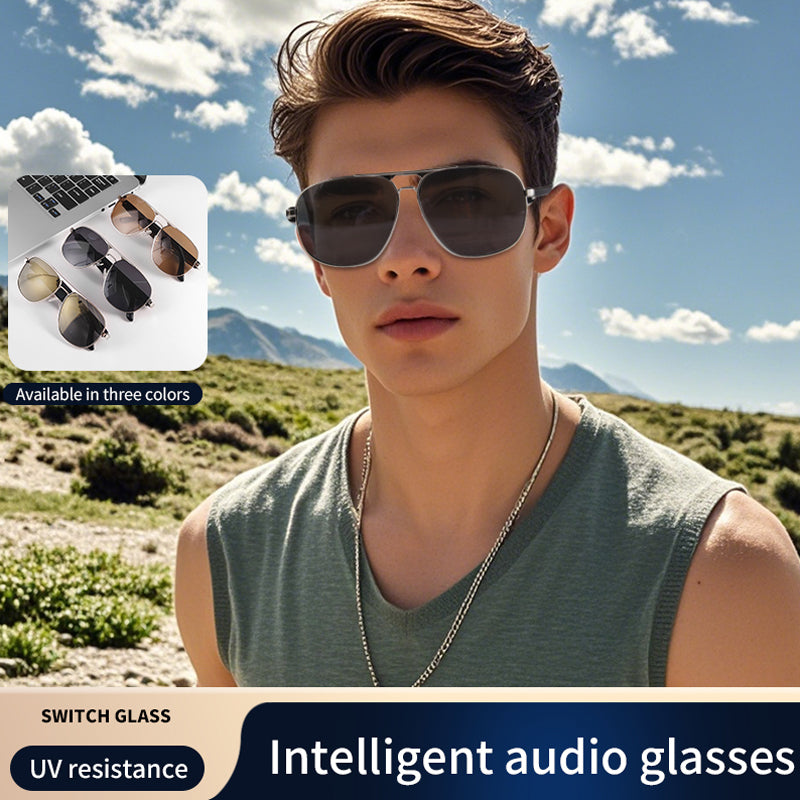 Aviator Smart Audio Glasses Metal Frame BT Handfree Calling Music Player Rechargeable with UV Resistant Lens