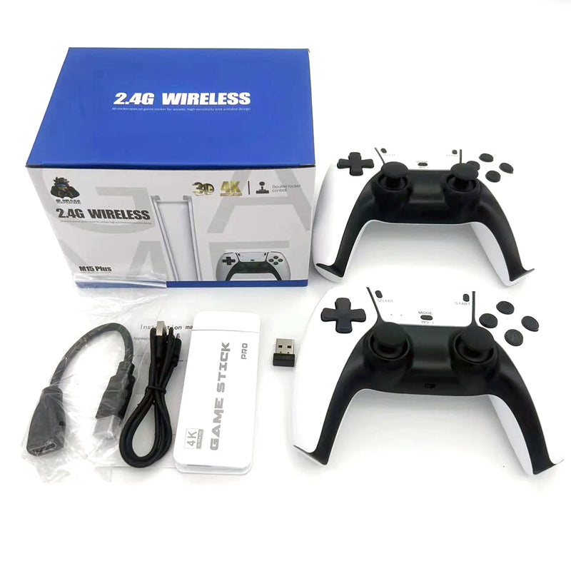 M15 Plus Video Game Console Mini Game Stick 4K 20000+ Retro Games HD TV Output Portable Handheld Gaming Player with 2 Gamepads