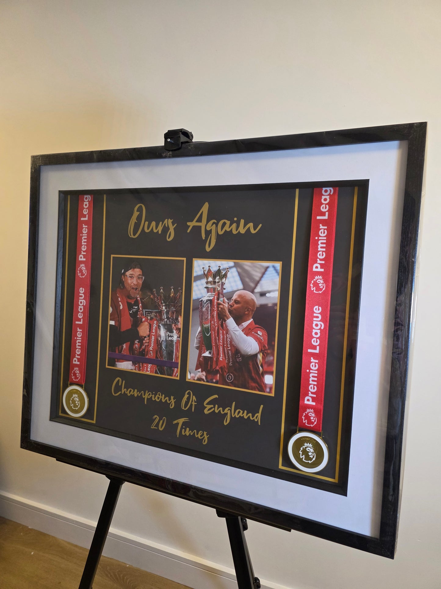 20x16 KLOPP & SLOT LEAGUE WINNERS MEDAL SET FRAME