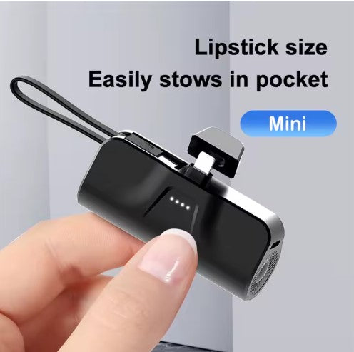 CAPSULE POWER BANK - Iphone and Android Lighting & Type C outports for Pocket Power Bank for Phone Charger 5000mah Fast Charging Portable Small Powerbank