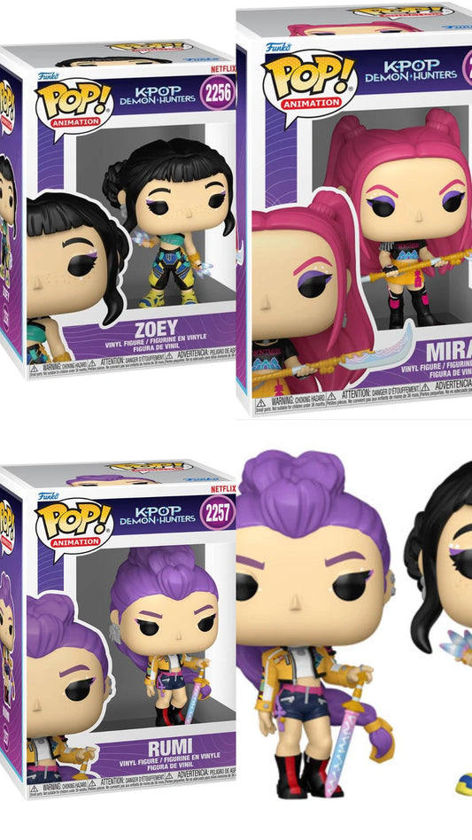 All 3 Funko Pop! KPop Demon Hunters Rumi Mira Zoey Vinyl Figure