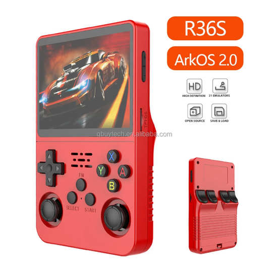 2025 Model - R36S Retro Handheld Game Console. Solid Red. 3.5 Inch HD IPS Screen Built-in 21000 Classic Games Portable Gaming Player with 21 Emulators & 12 Months Warranty